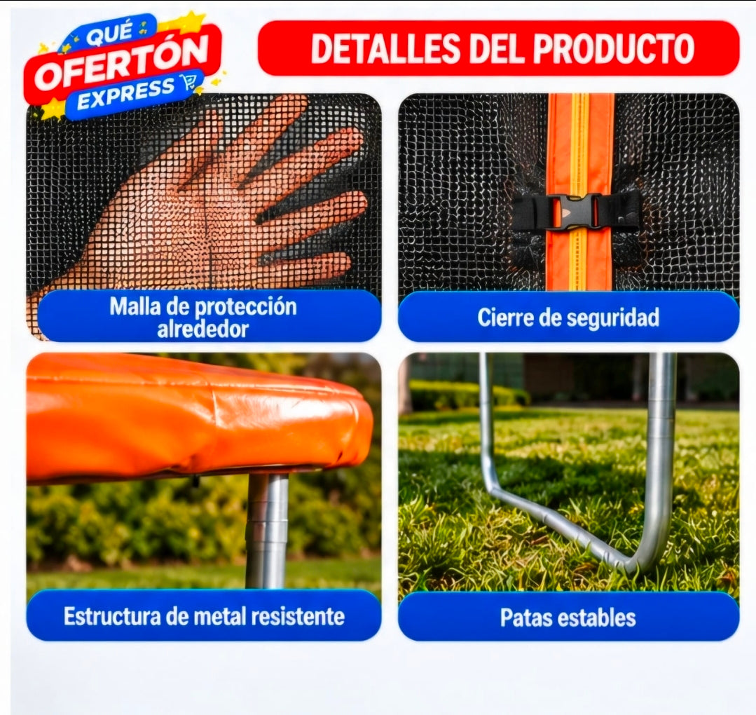 🎉 TRAMPOLÍN 12 PIES CON MALLA PROTECTORA