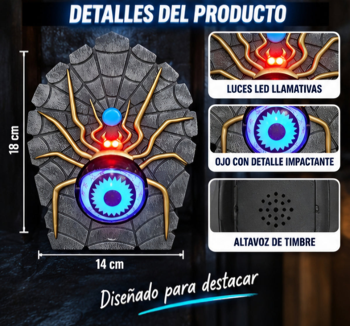 🕷️🔔 TIMBRE DECORATIVO DE ARAÑA 👁️✨