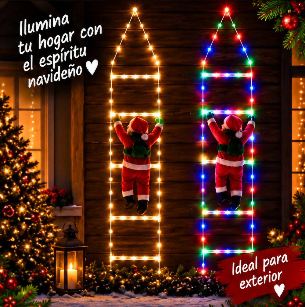 🎄✨ ESCALERA DE LUCES NAVIDEÑA SOLAR ✨🎅