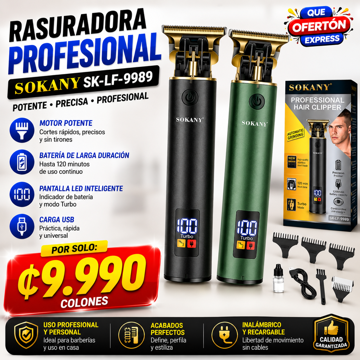 ✂️🔥 ¡RASURADORA PROFESIONAL SOKANY SK-LF-9989! 🔥✂️