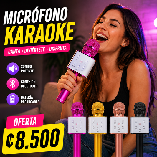 🎤 Micrófono Karaoke Bluetooth WS-Q7 – ¡La diversión comienza aquí! 🎶