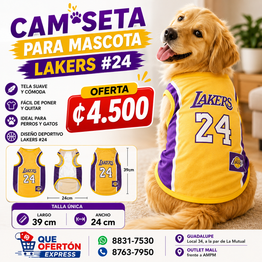 🐶🏀 Camiseta para Mascota Lakers #24