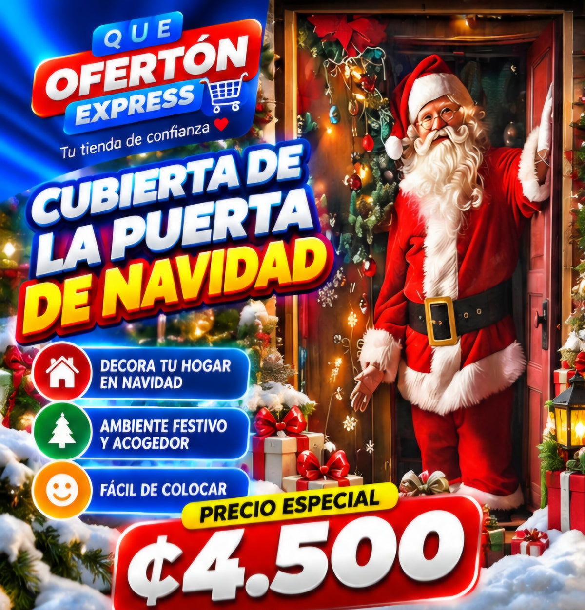🎅🎄 Cubierta Navideña para Puertas – ¡Decora tu Hogar esta Navidad!