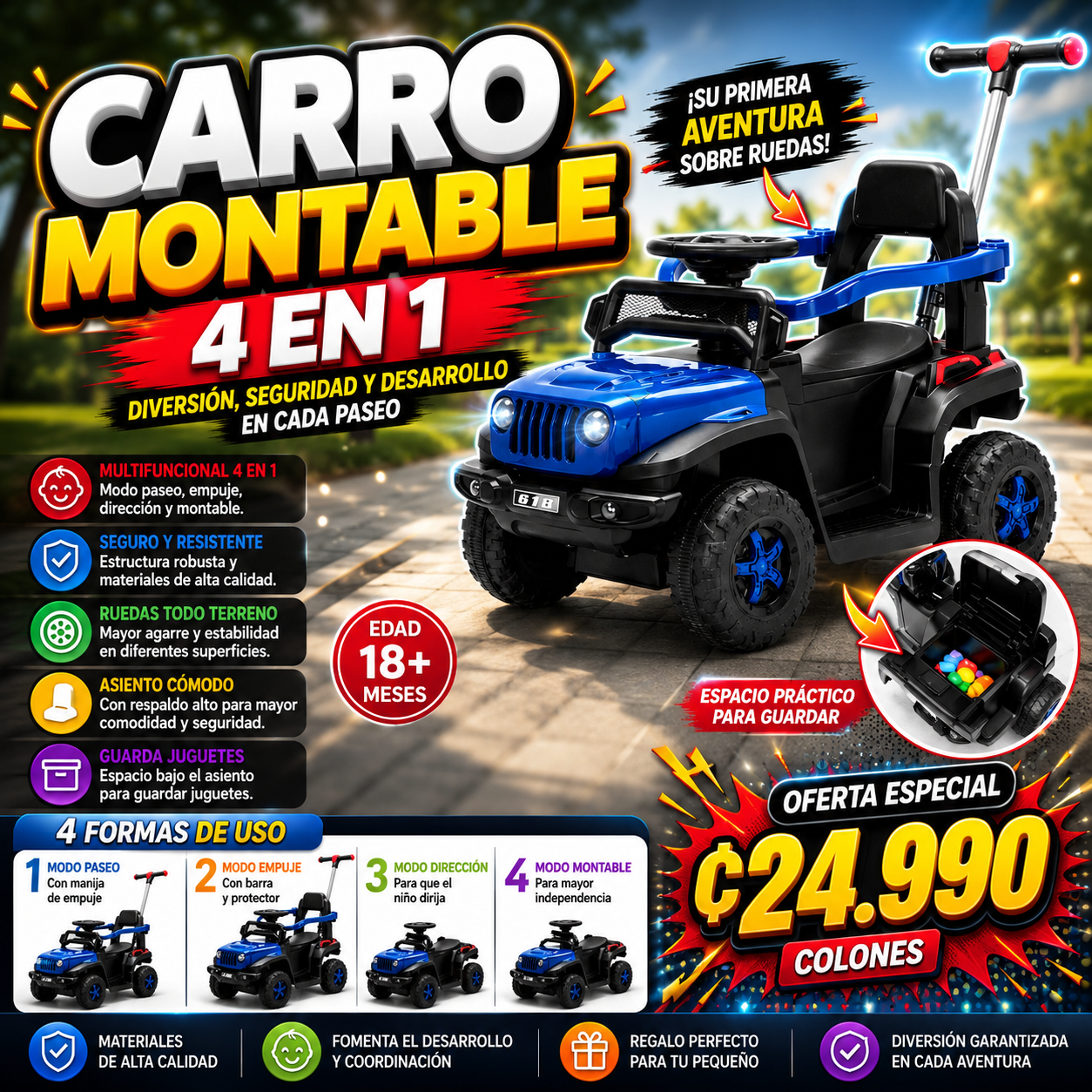 ✨ Carro Montable 4 en 1 ✨
