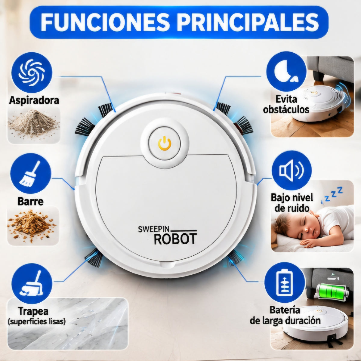 🤖✨ ROBOT ASPIRADOR 3 EN 1