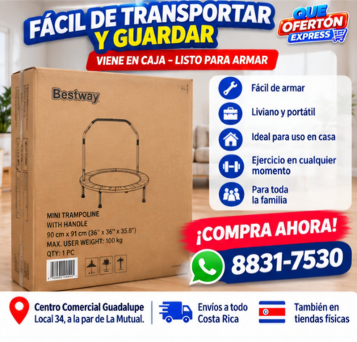 🏃‍♂️ Mini Trampolín de Ejercicio 36”💪