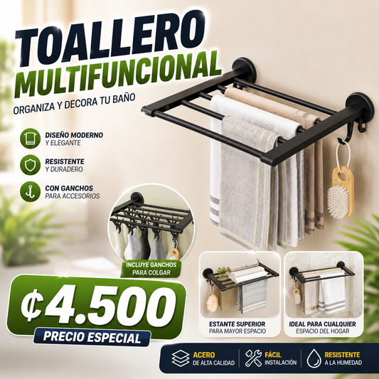 🛁 Toallero Multifuncional de Pared