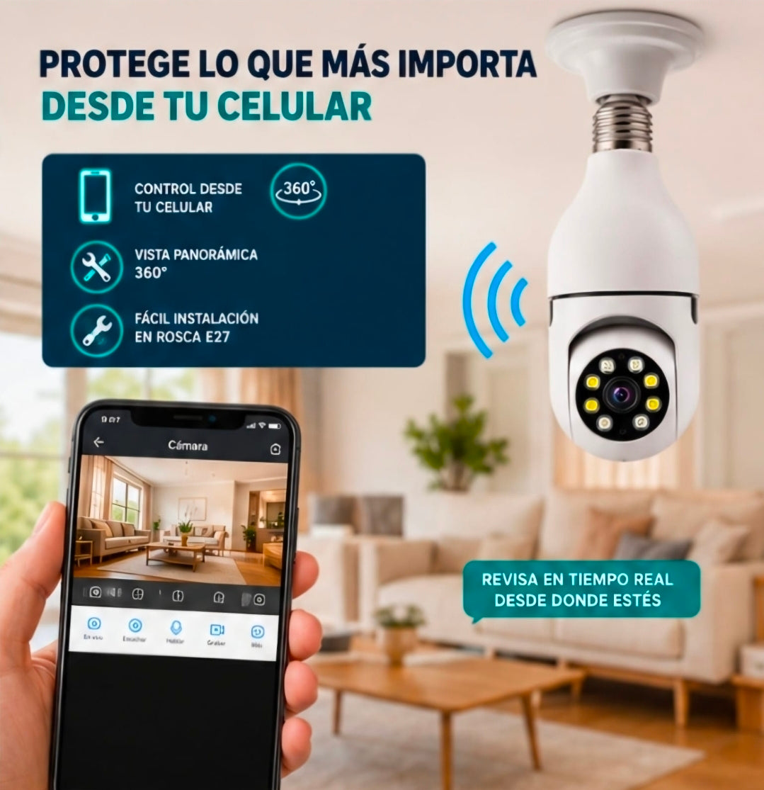 📹💡 CÁMARAS TIPO BOMBILLO WIFI 2.4G – PROMOCIÓN 2 UNIDADES