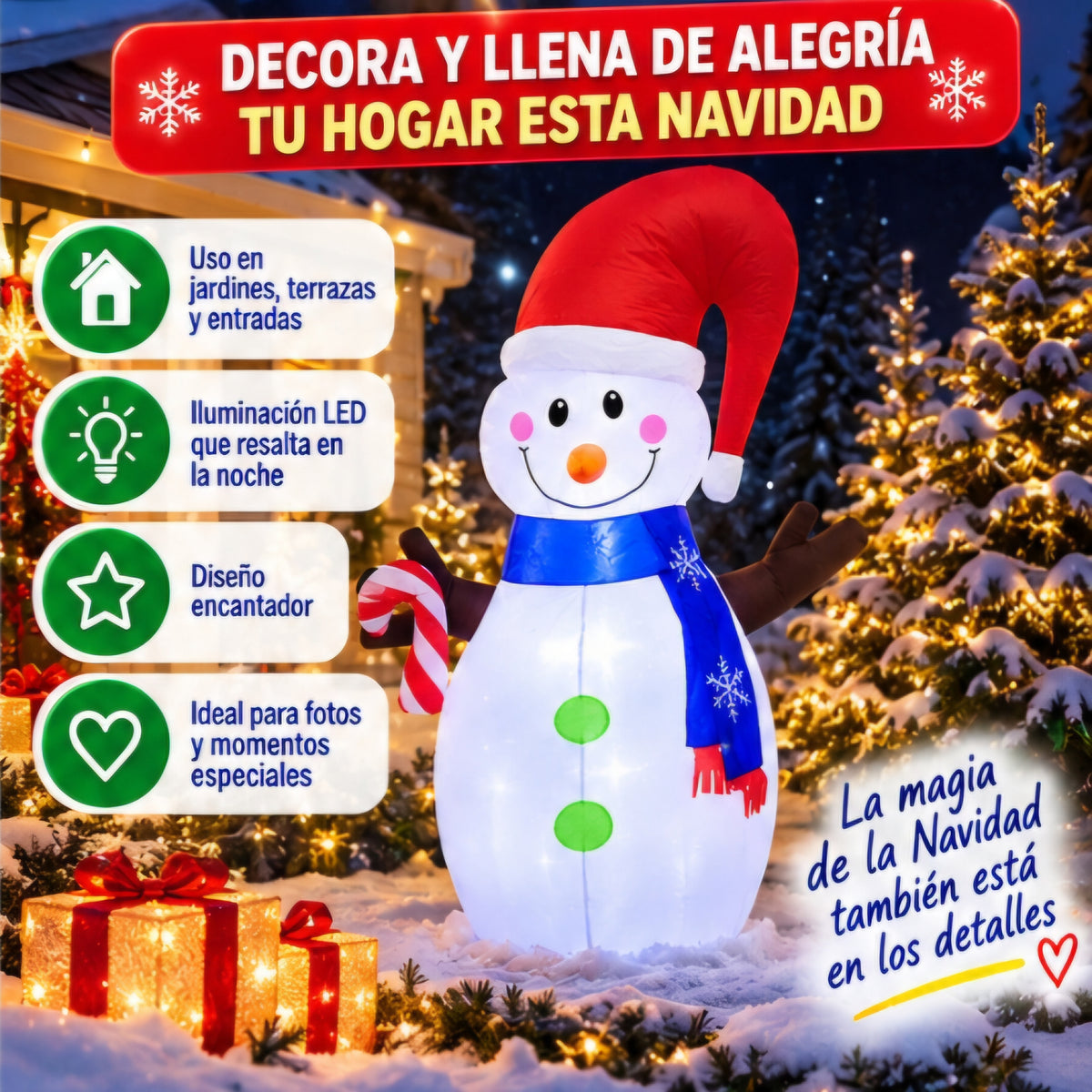🎄☃️ MUÑECO DE NIEVE INFLABLE NAVIDEÑO ☃️🎄