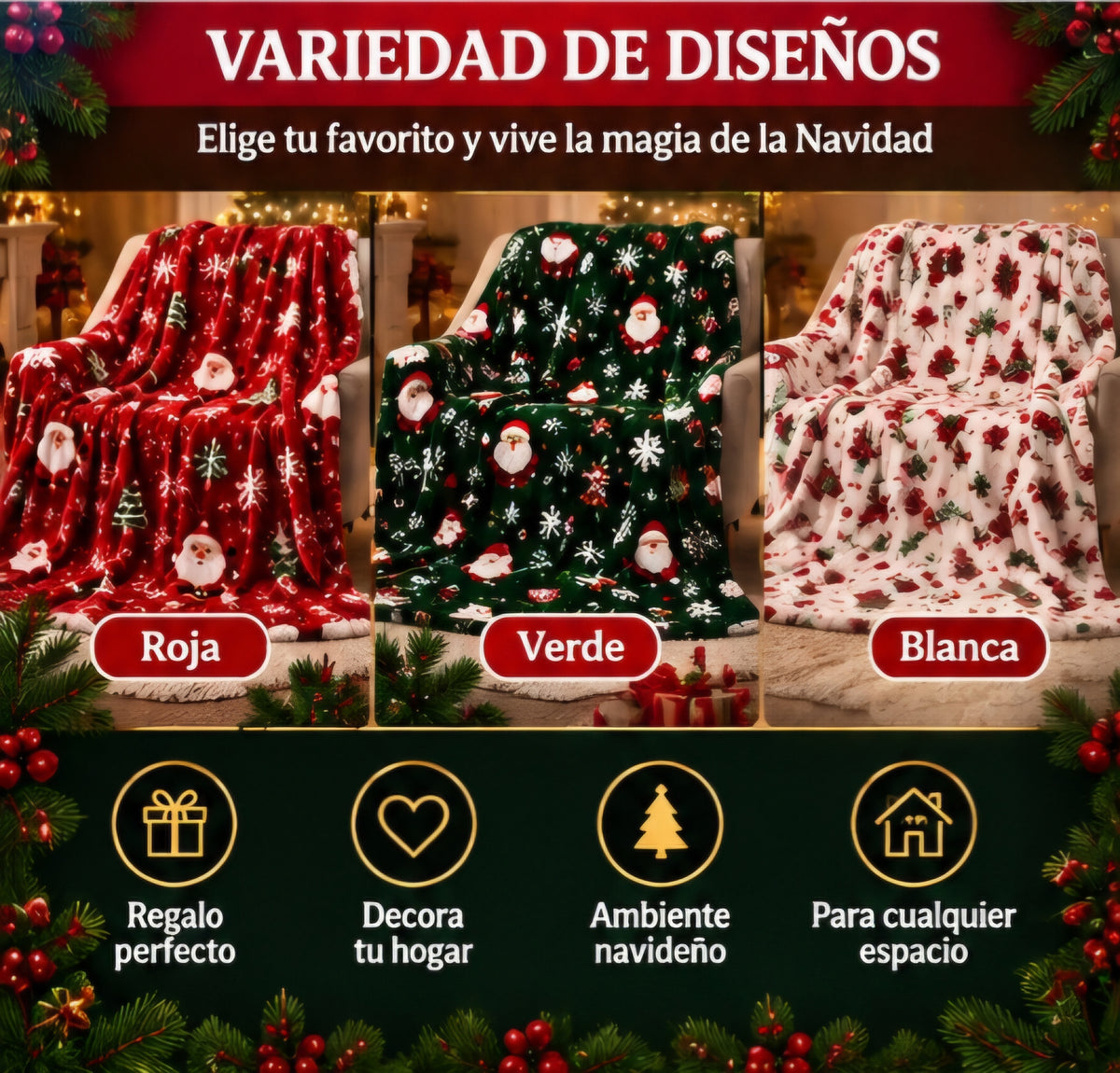🎄✨ MANTA NAVIDEÑA SUAVE Y CÁLIDA ✨🎄