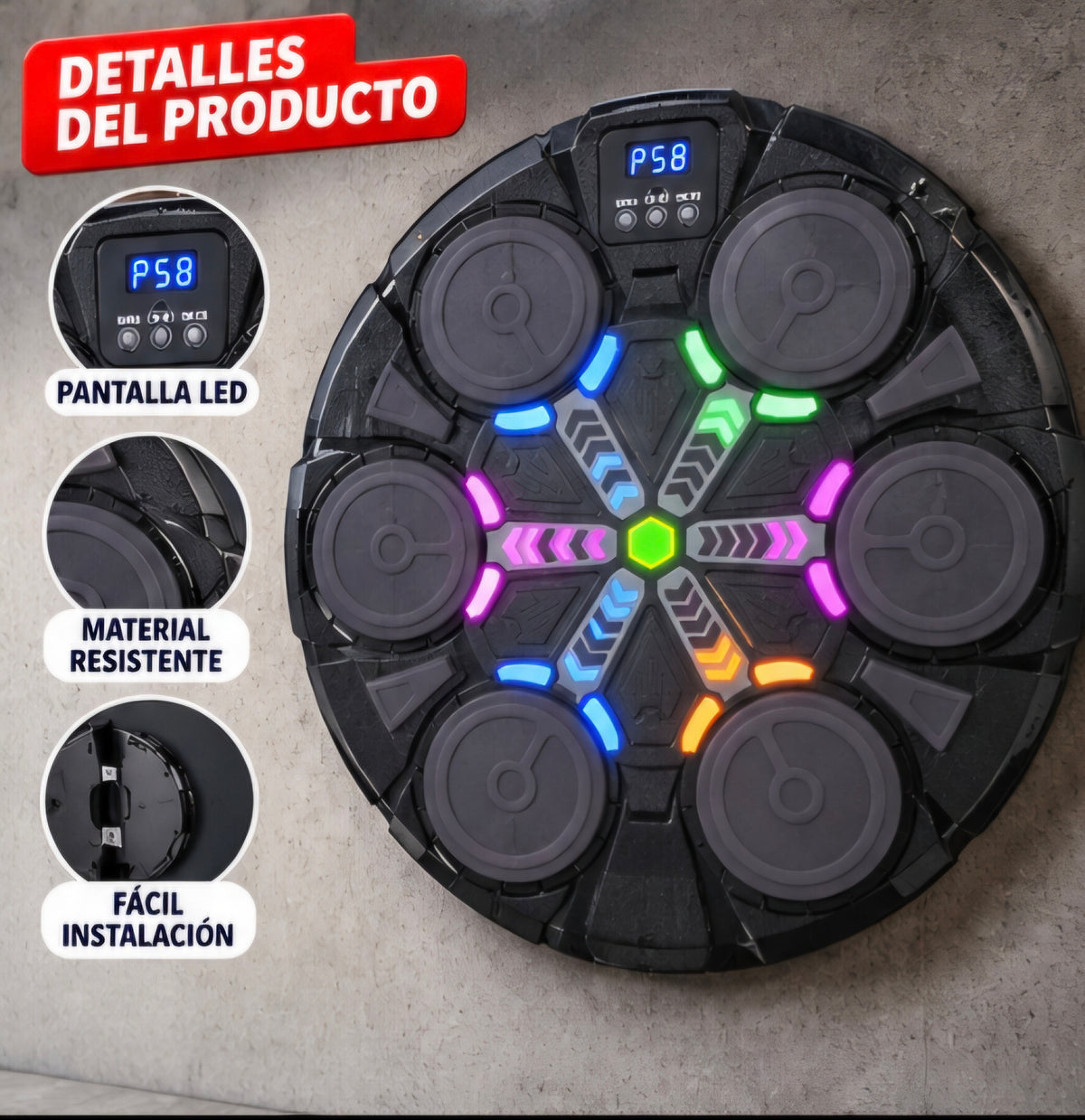 🥊🎵 MUSICAL BOXING TARGET – BOXEO MUSICAL CON LUCES LED