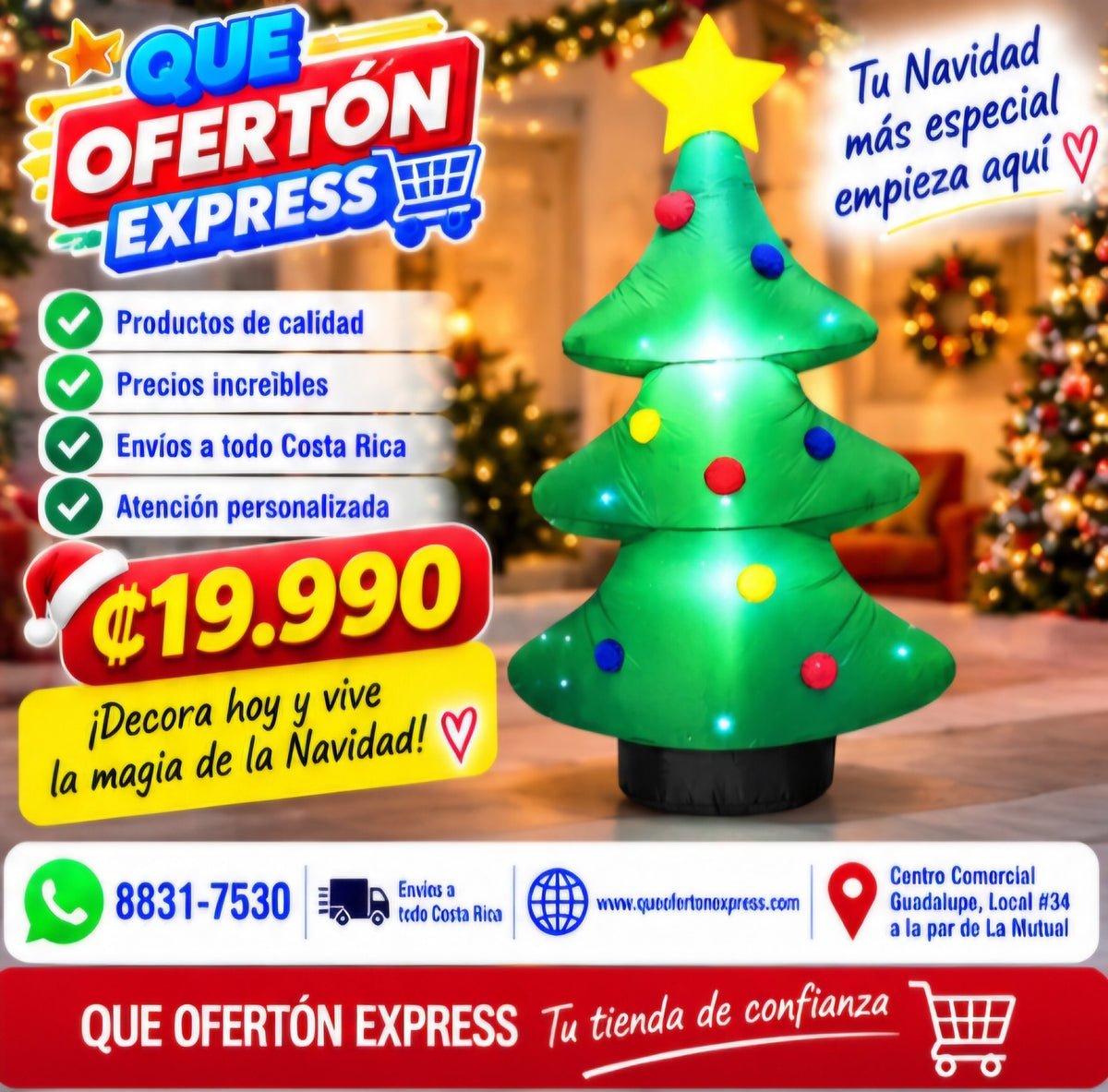 🎄✨ ÁRBOL NAVIDEÑO INFLABLE CON LUCES LED ✨🎄