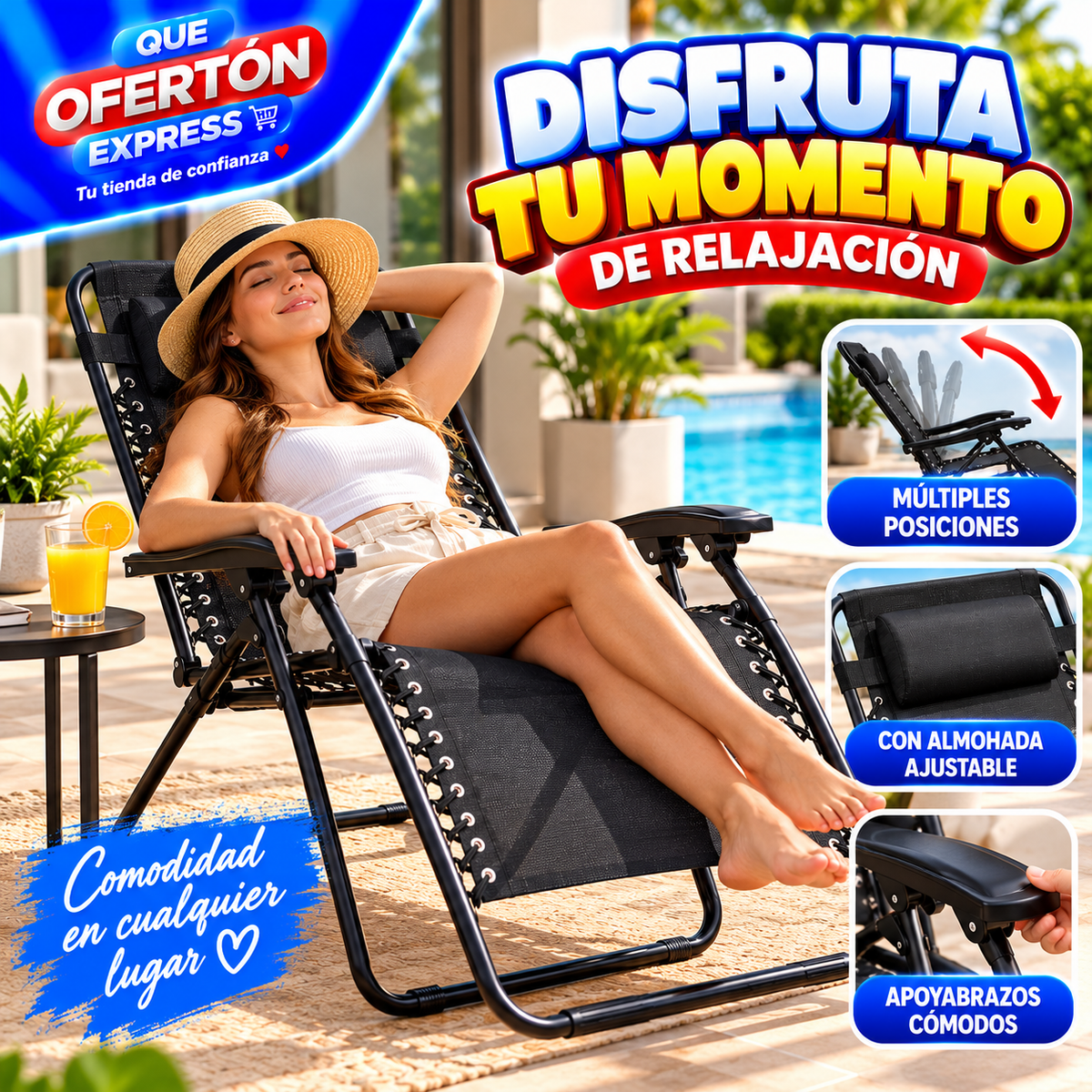 🪑 Silla Reclinable Cero Gravity – ¡Máximo confort!