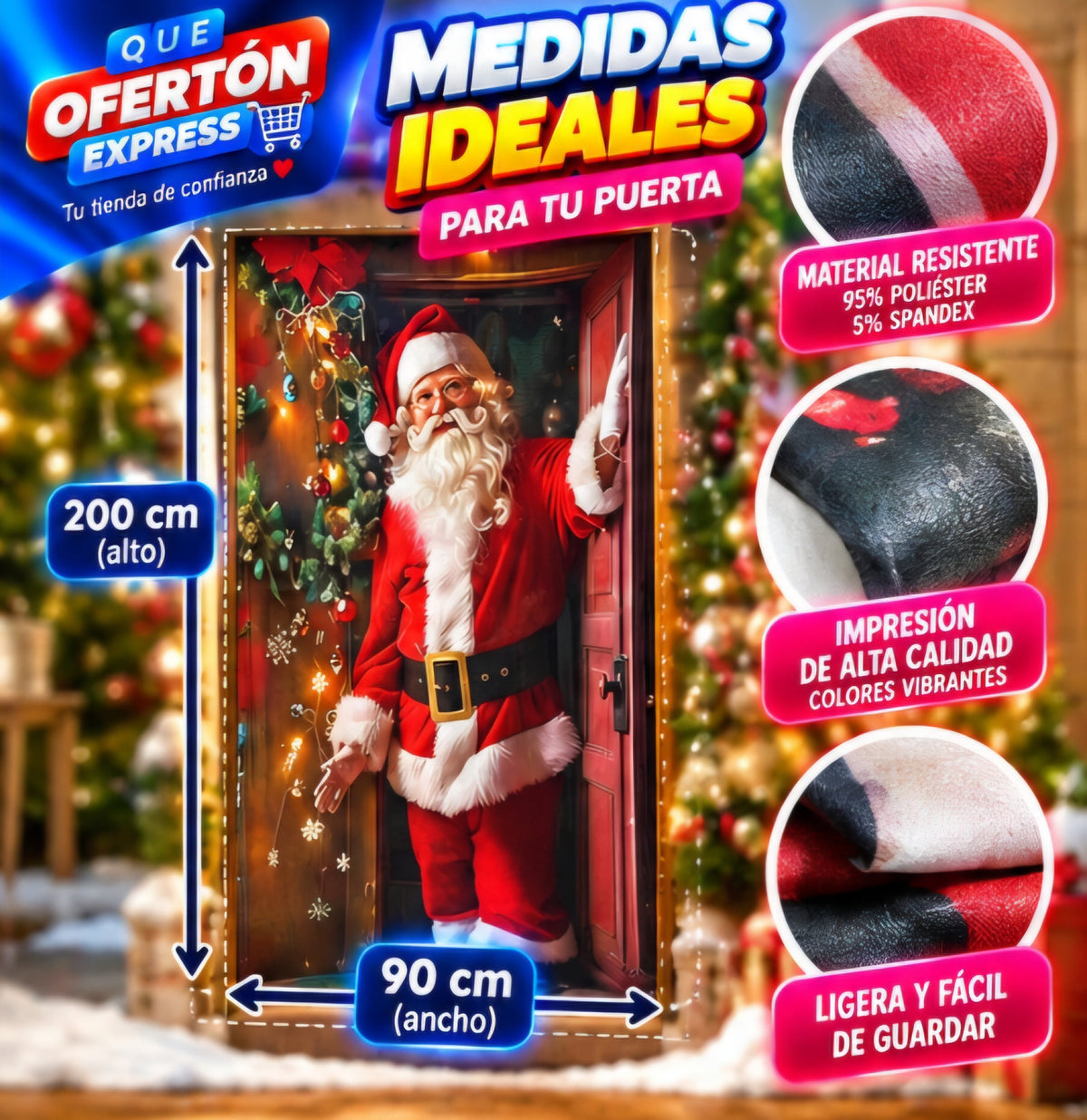 🎅🎄 Cubierta Navideña para Puertas – ¡Decora tu Hogar esta Navidad!