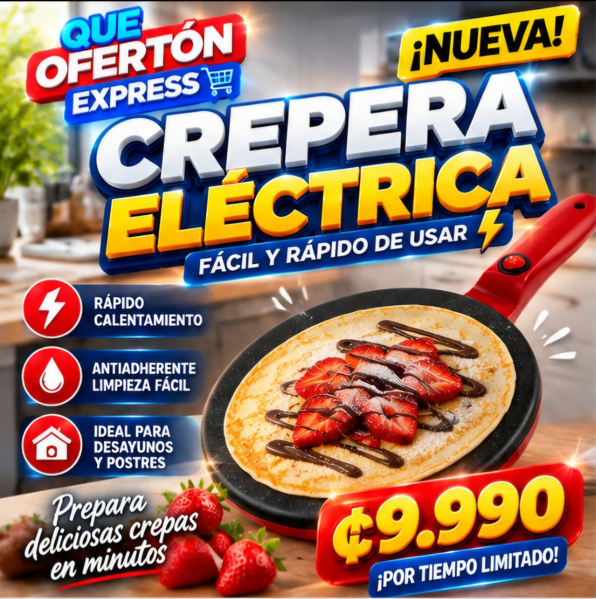 🥞⚡ CREPERA ELÉCTRICA – PRÁCTICA Y FÁCIL DE USAR