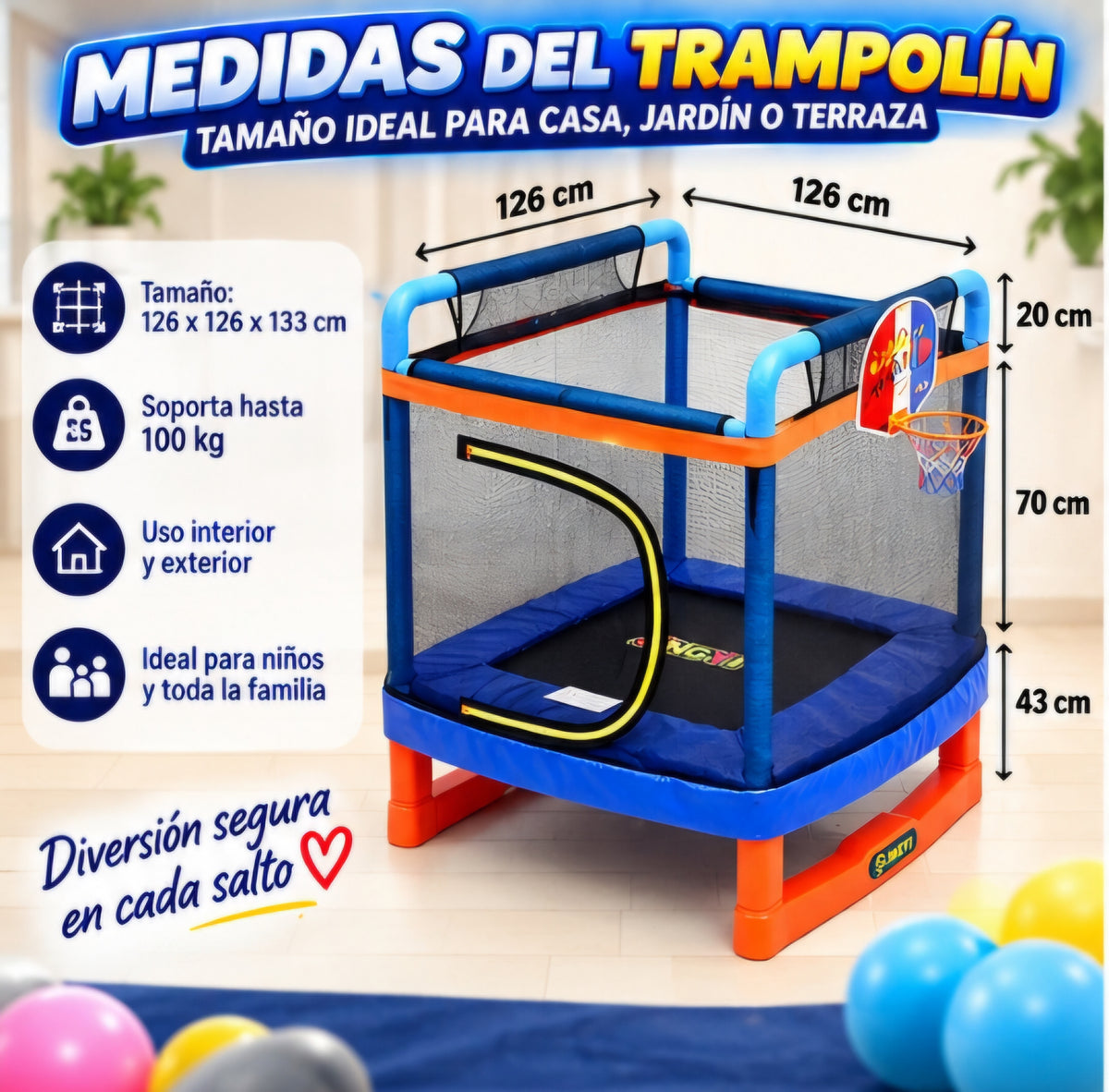 🎉 TRAMPOLÍN INFANTIL CON MALLA DE SEGURIDAD 🎉