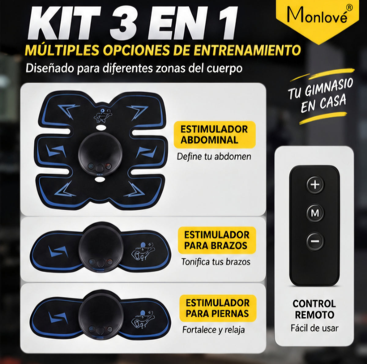 💪 KIT EMS 3 EN 1 PARA ENTRENAMIENTO MUSCULAR