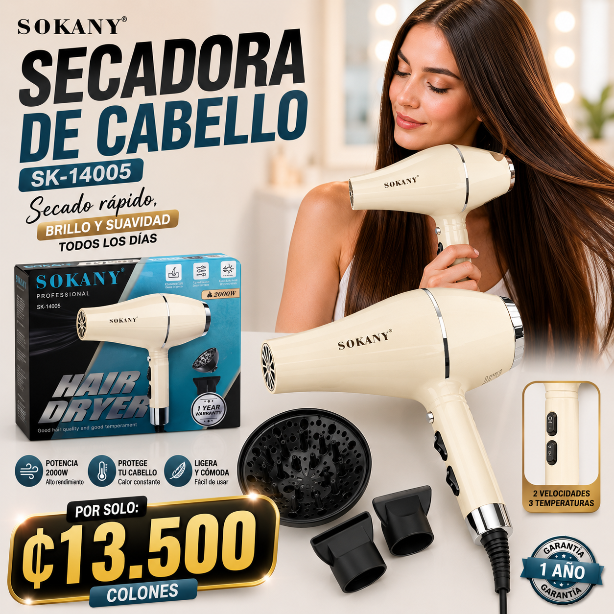✨ ¡Secadora Profesional Sokany SK-14005! 💨💁‍♀️