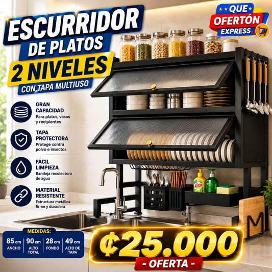 ✨ ESCURRIDOR DE PLATOS DOBLE TAPA 85CM ✨