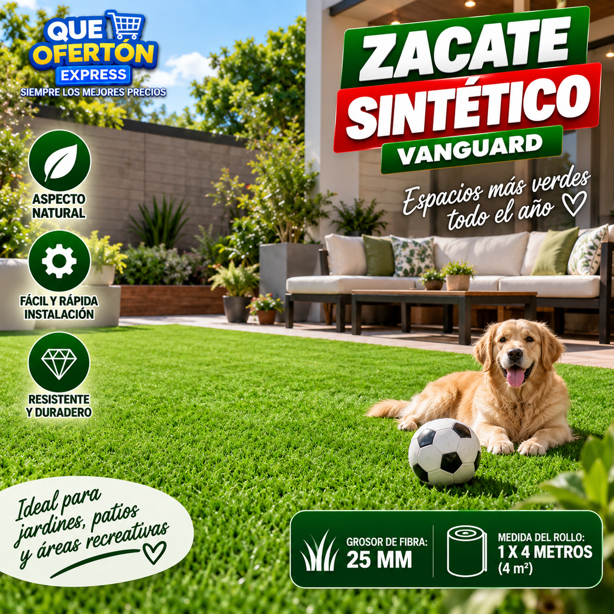 🌿✨ ZACATE SINTÉTICO VANGUARD 25 MM ✨🌿