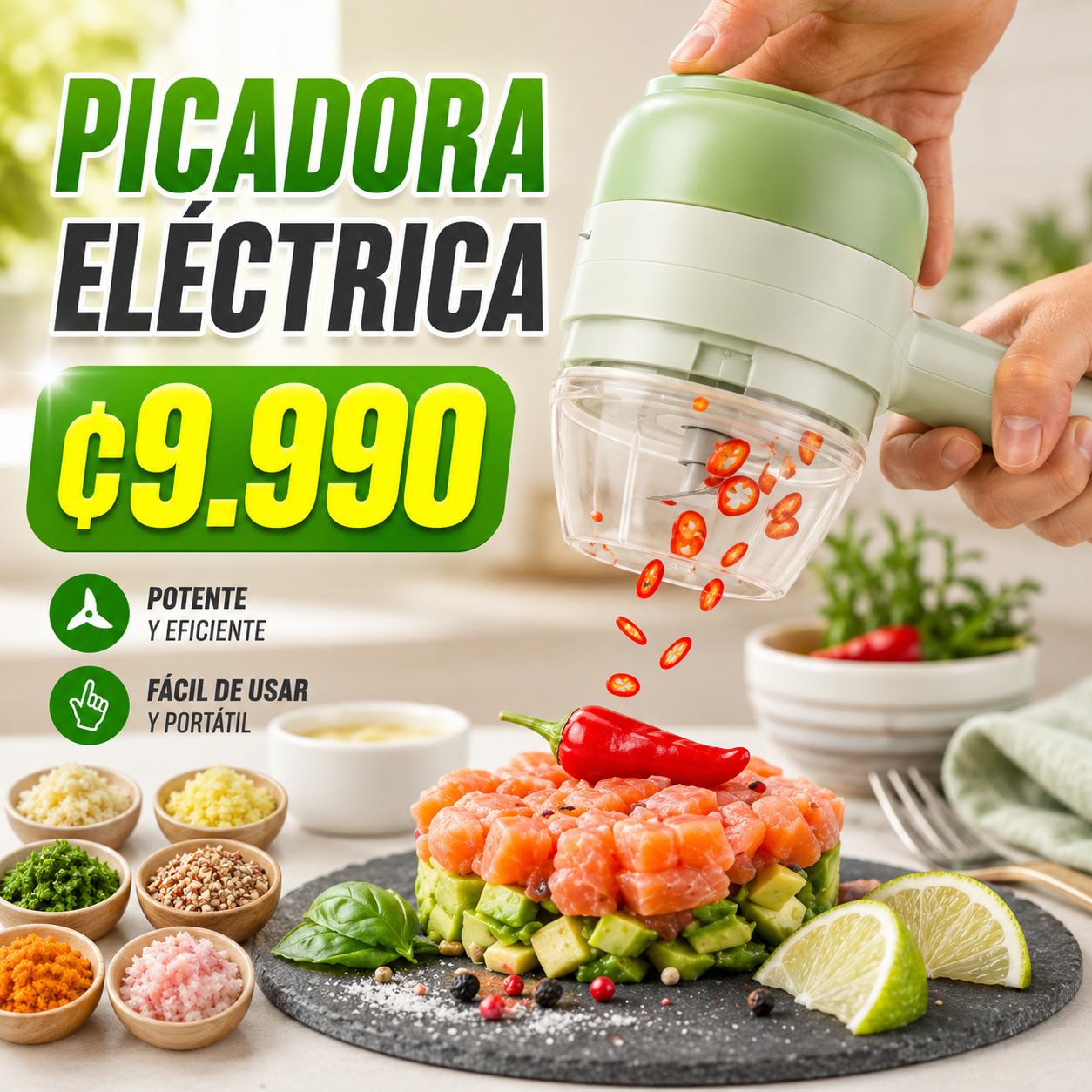 Cortador de Alimentos Eléctrico Portátil
