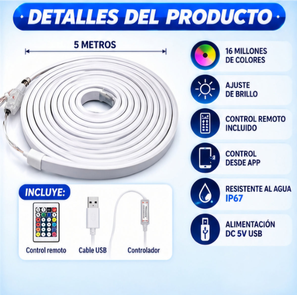 🌈 TIRA LED NEÓN INTELIGENTE 5 METROS 🌈