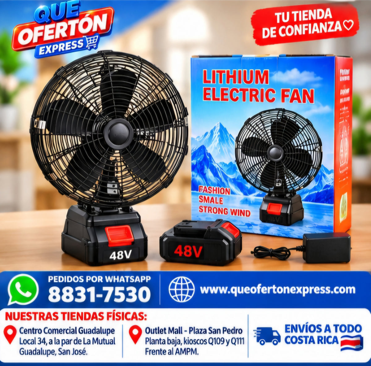 🌬️ VENTILADOR PORTÁTIL DE LITIO 48V