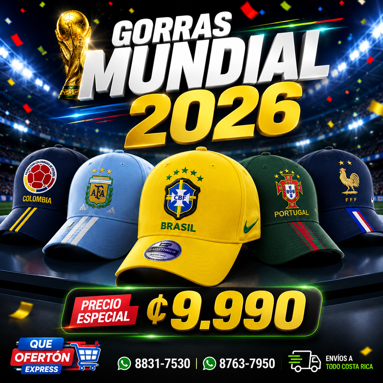 🇧🇷🇨🇴🇦🇷🇵🇹 ¡Gorras de Selecciones Mundial 2026! ⚽🏆