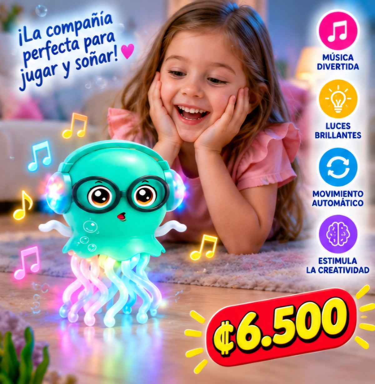 🪼 MEDUSA BAILARINA CON LUCES Y MÚSICA 🎶✨