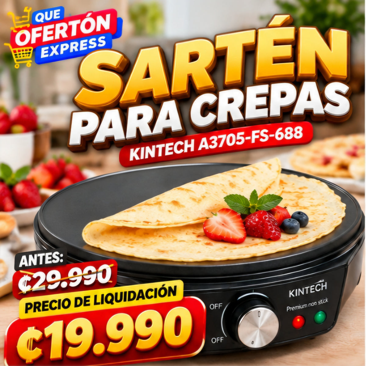 🥞✨ SARTÉN ELÉCTRICO PARA CREPAS KINTECH