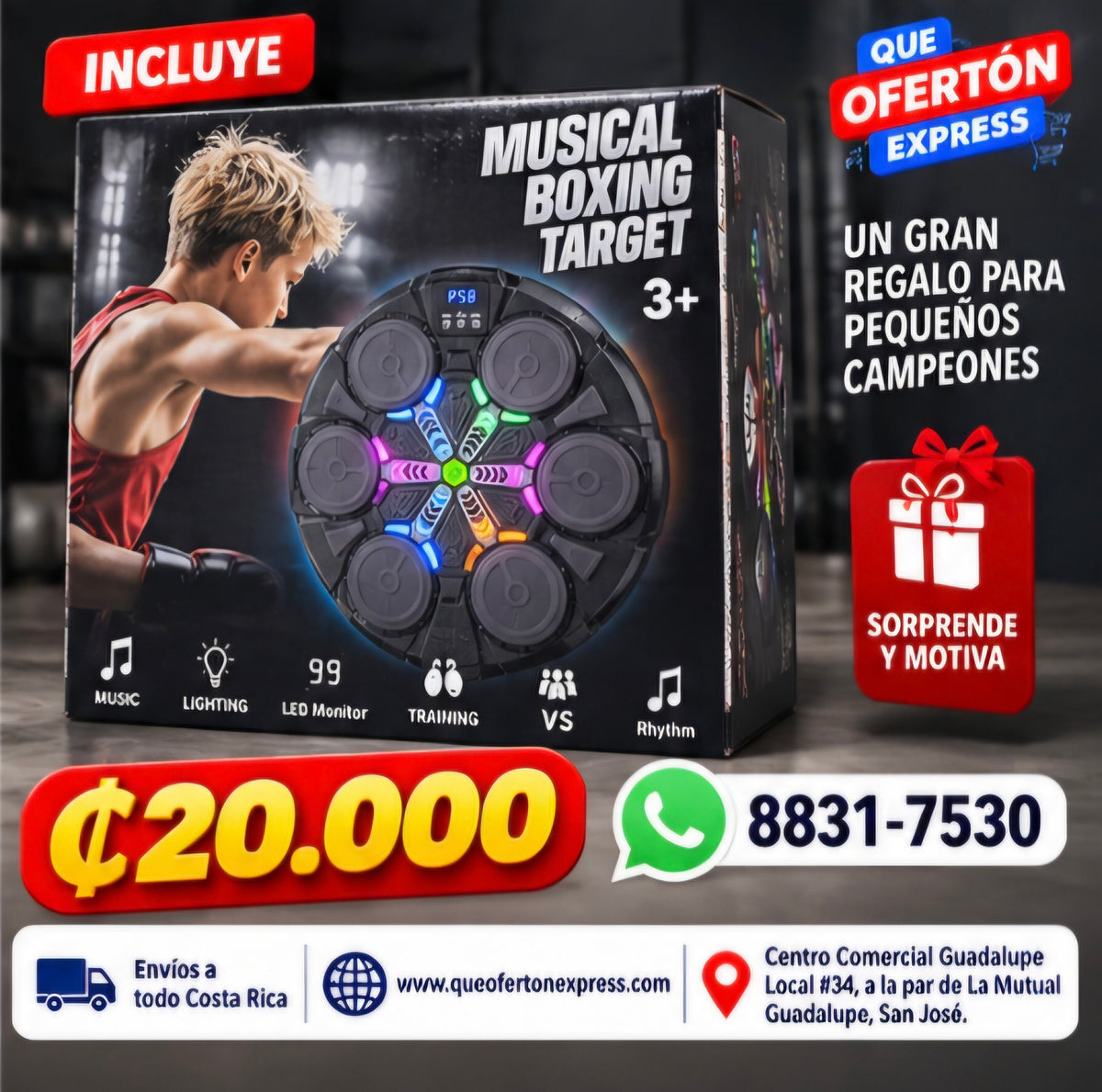 🥊🎵 MUSICAL BOXING TARGET – BOXEO MUSICAL CON LUCES LED