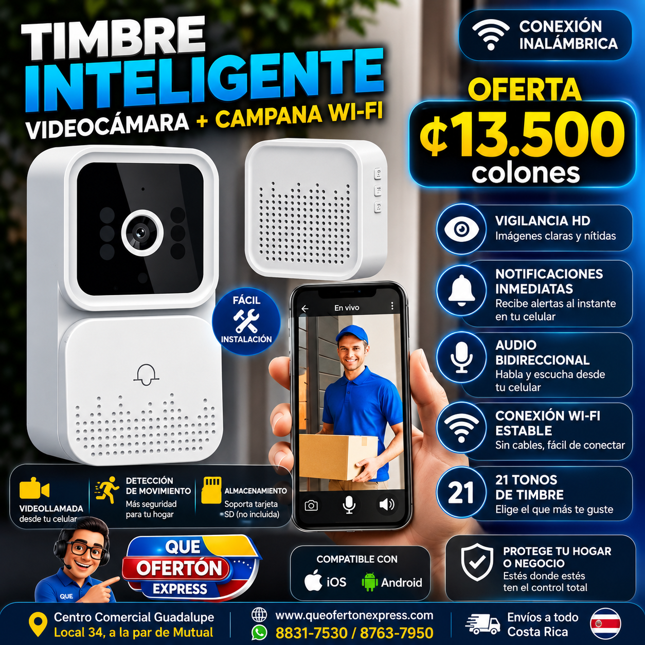 Timbre Inteligente con Videocámara + Campana WiFi