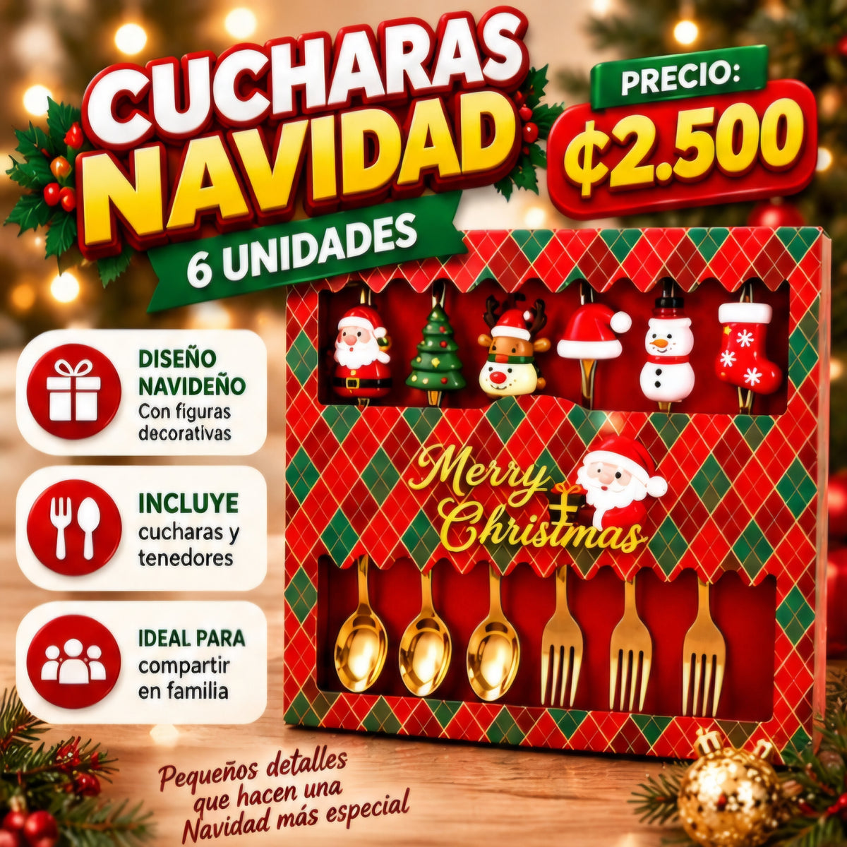 🎄✨ SET DE CUBIERTOS NAVIDEÑOS – 6 PIEZAS