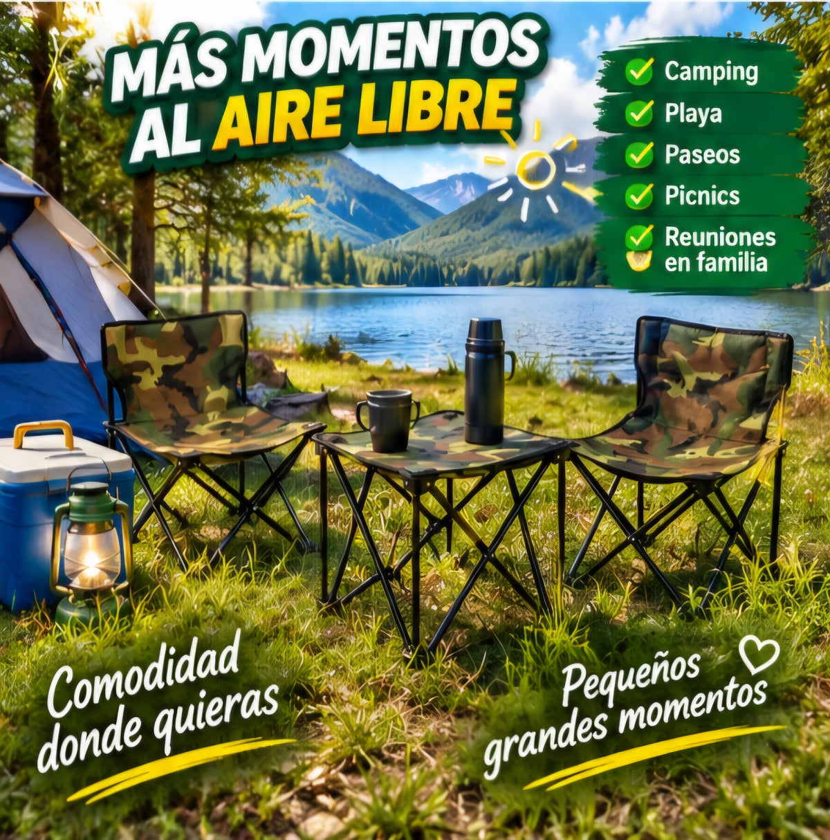 🏕️🌿 SET DE CAMPING PLEGABLE 🌿🏕️