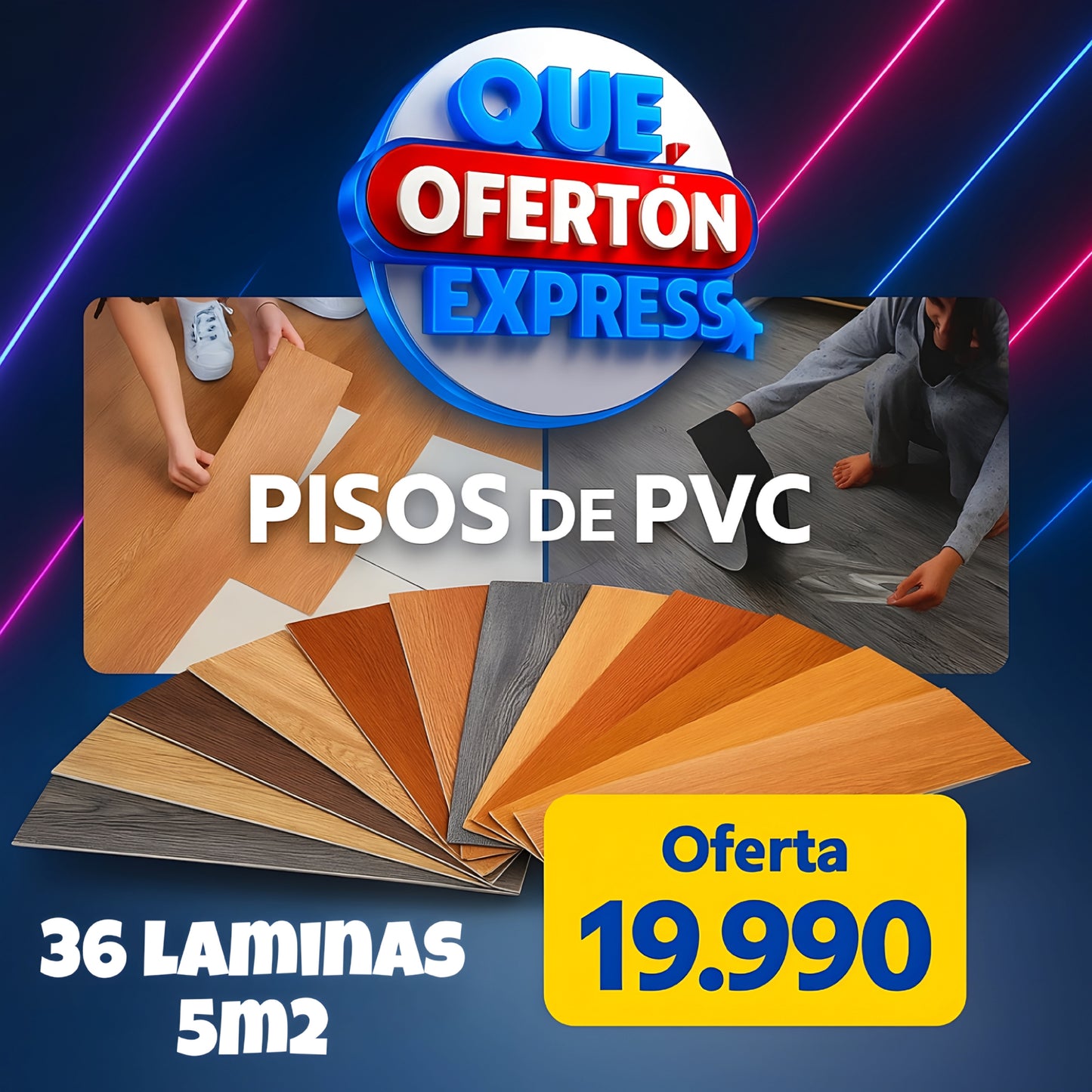 Laminas Pisos PVC 36 piezas =5m2