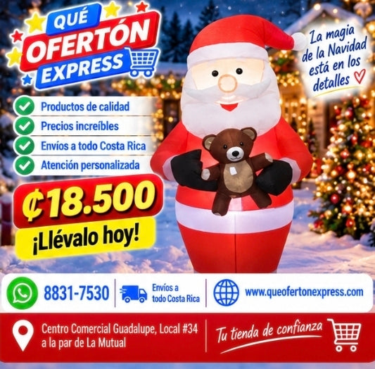 🎅🧸 SANTA INFLABLE CON OSITO NAVIDEÑO 🎄✨