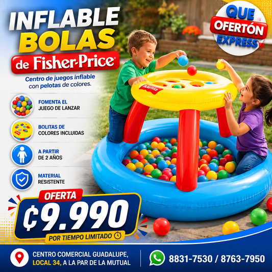 🎉🌈 Piscina Centro de Juegos Inflable con Bolitas Fisher-Price