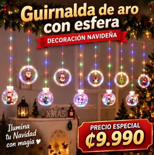 🎄✨ GUIRNALDA NAVIDEÑA DE ARO CON ESFERAS ✨🎄