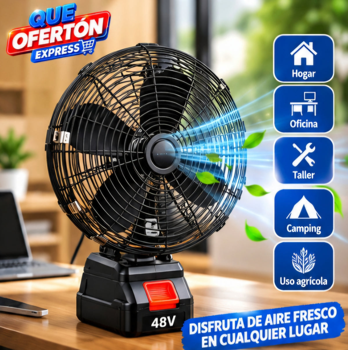 🌬️ VENTILADOR PORTÁTIL DE LITIO 48V