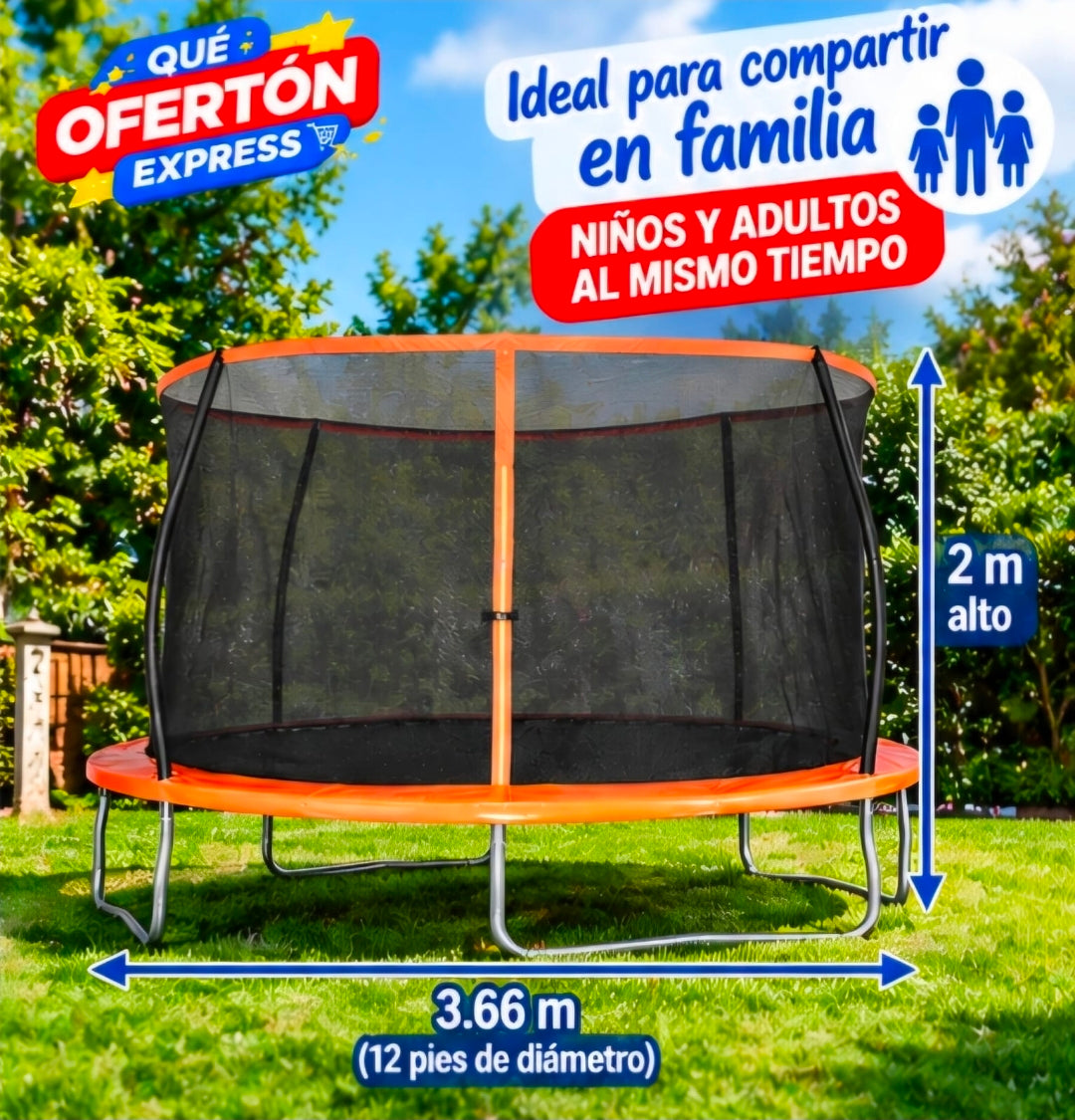🎉 TRAMPOLÍN 12 PIES CON MALLA PROTECTORA