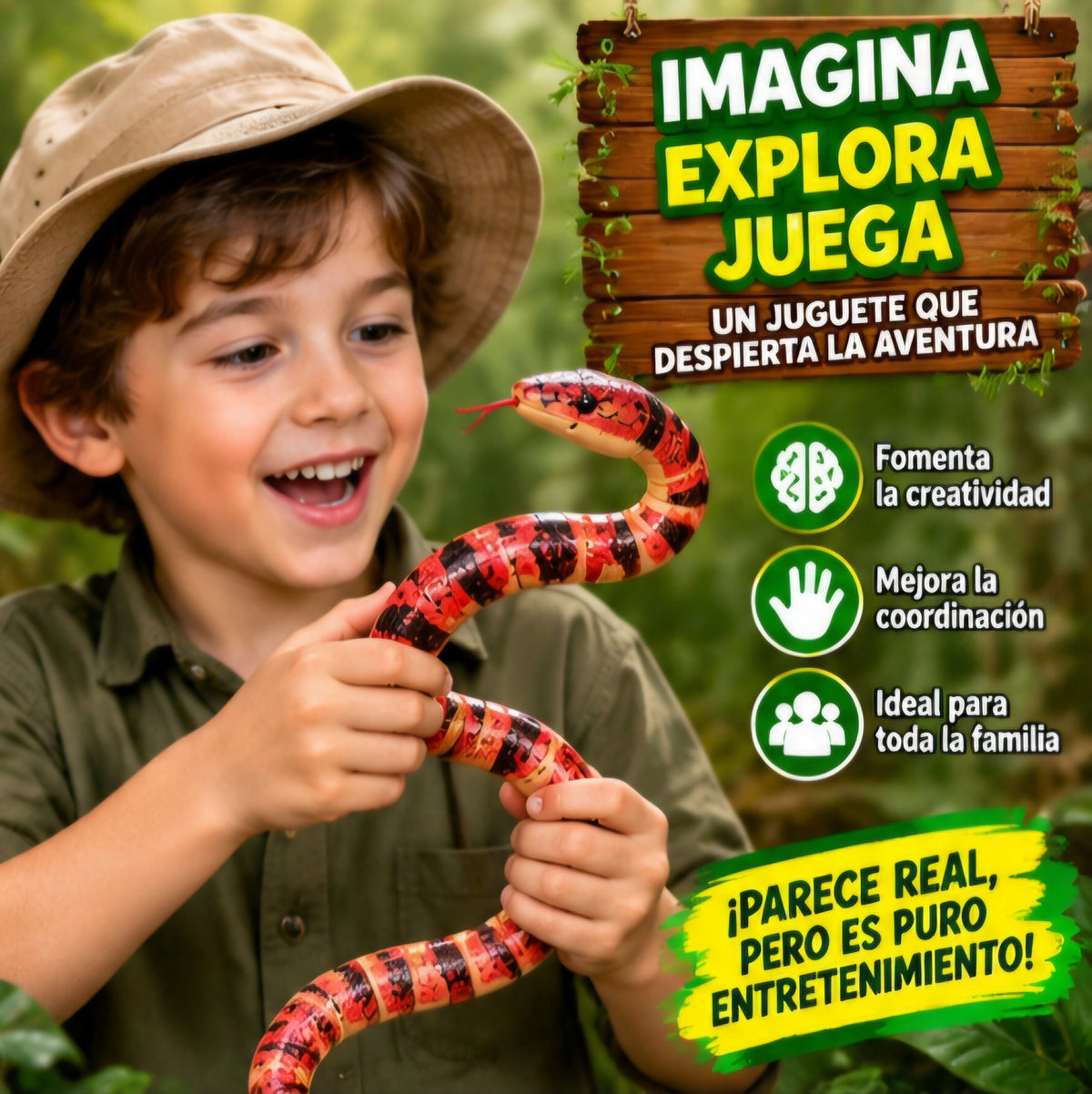🐍 CULEBRA DE MADERA 70 CM 🐍