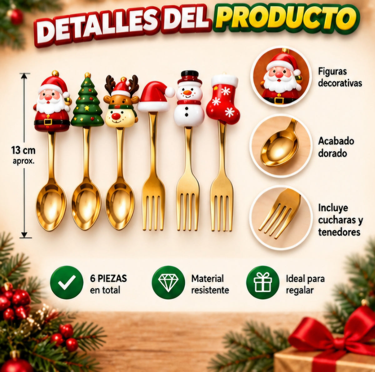 🎄✨ SET DE CUBIERTOS NAVIDEÑOS – 6 PIEZAS