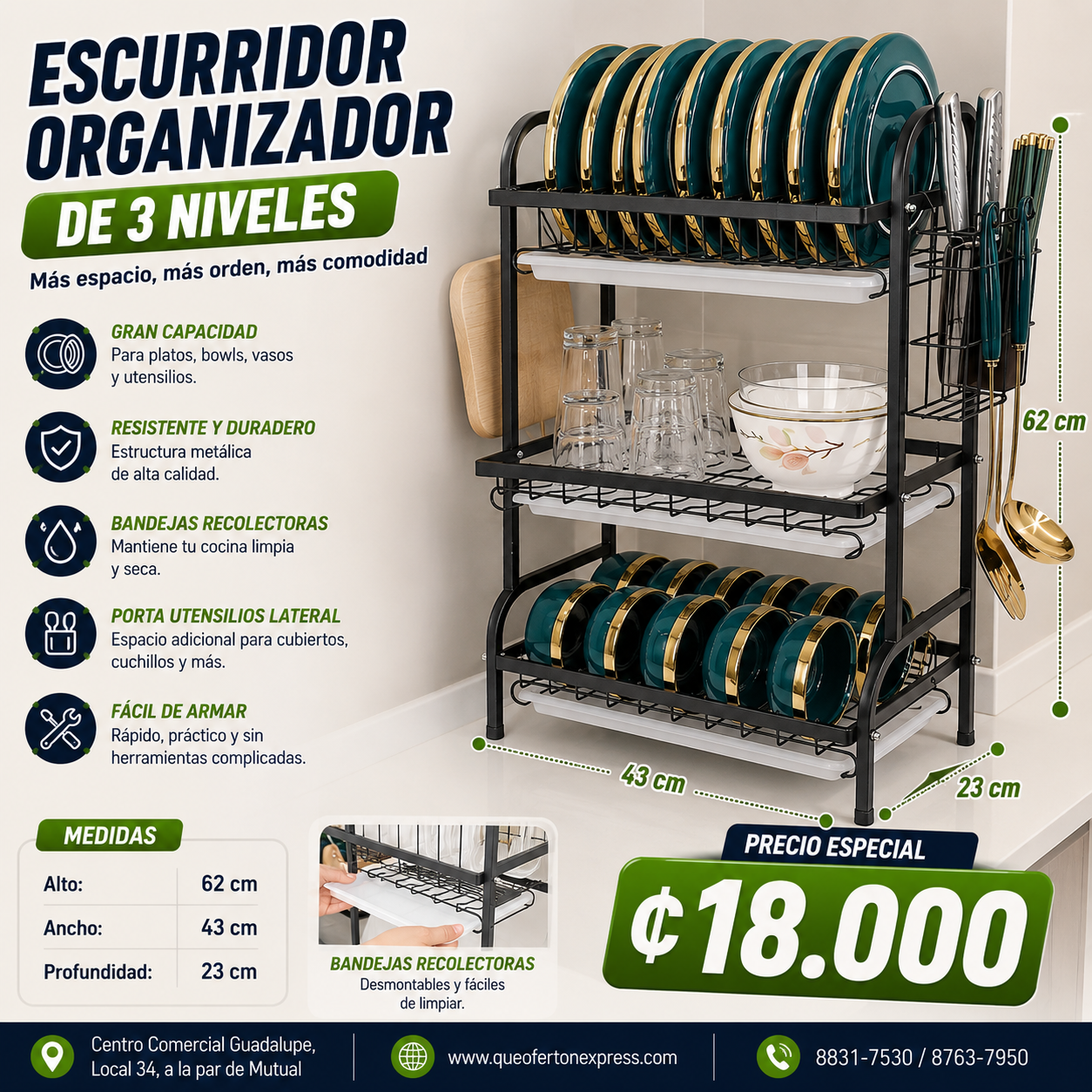 Escurridor Organizador de 3 Niveles