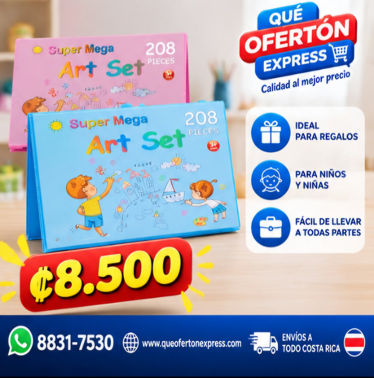 🎨 SUPER MEGA ART SET – 208 PIEZAS 🖍️✨