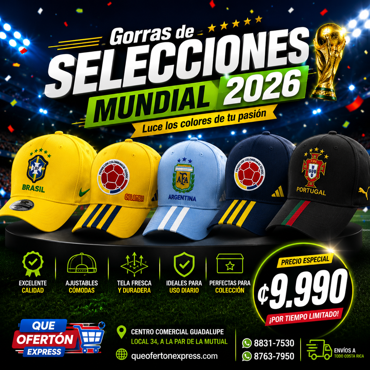 🇧🇷🇨🇴🇦🇷🇵🇹 ¡Gorras de Selecciones Mundial 2026! ⚽🏆