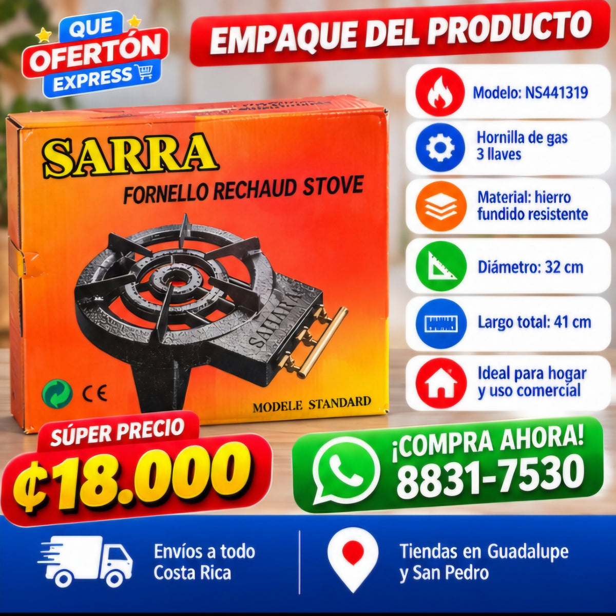 🔥 HORNILLA DE GAS 3 LLAVES SARRA 🔥
