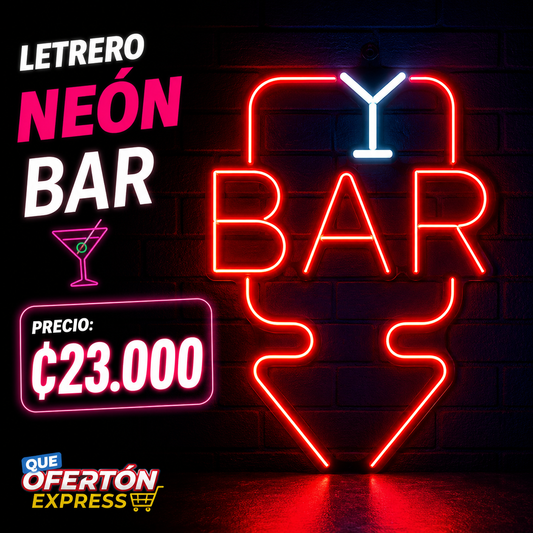 🍸 LETRERO NEÓN BAR LED