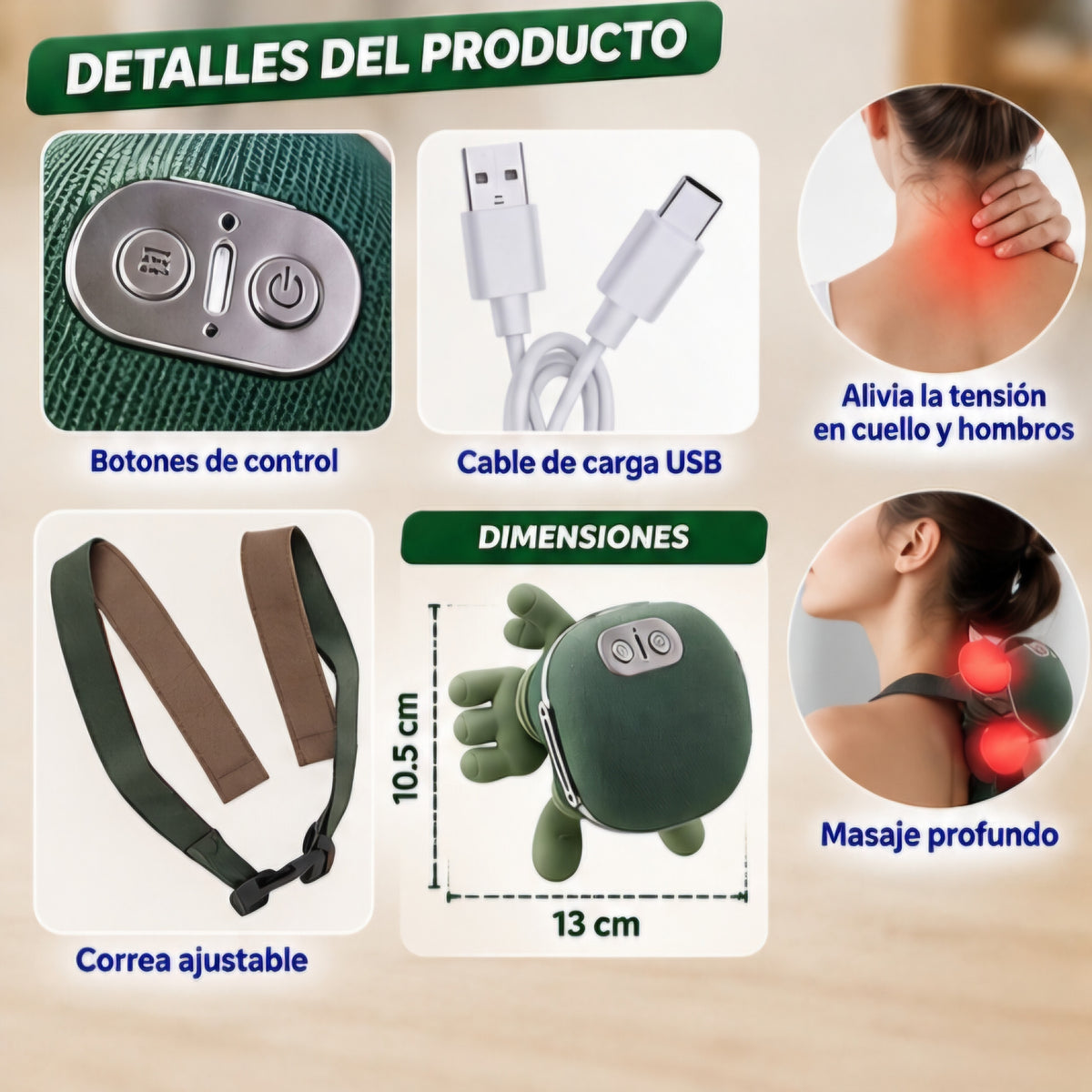 💆‍♀️✨ MASAJEADOR CERVICAL PORTÁTIL