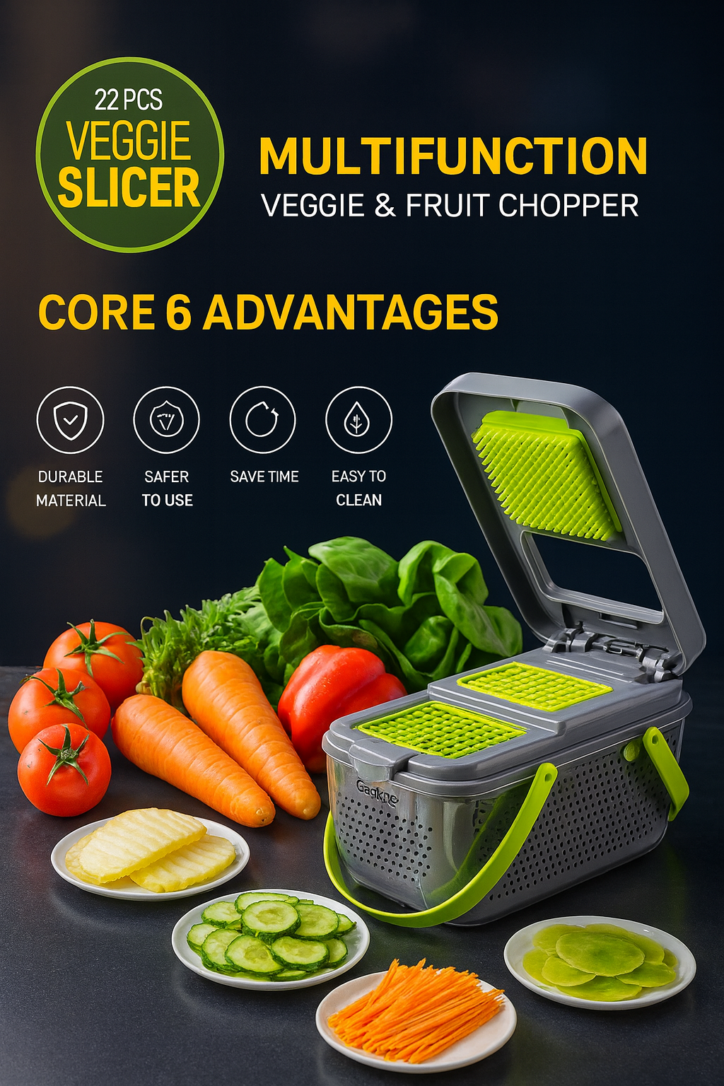 Cortador de verduras multifuncional 22 en 1 + ENVIO GRATIS