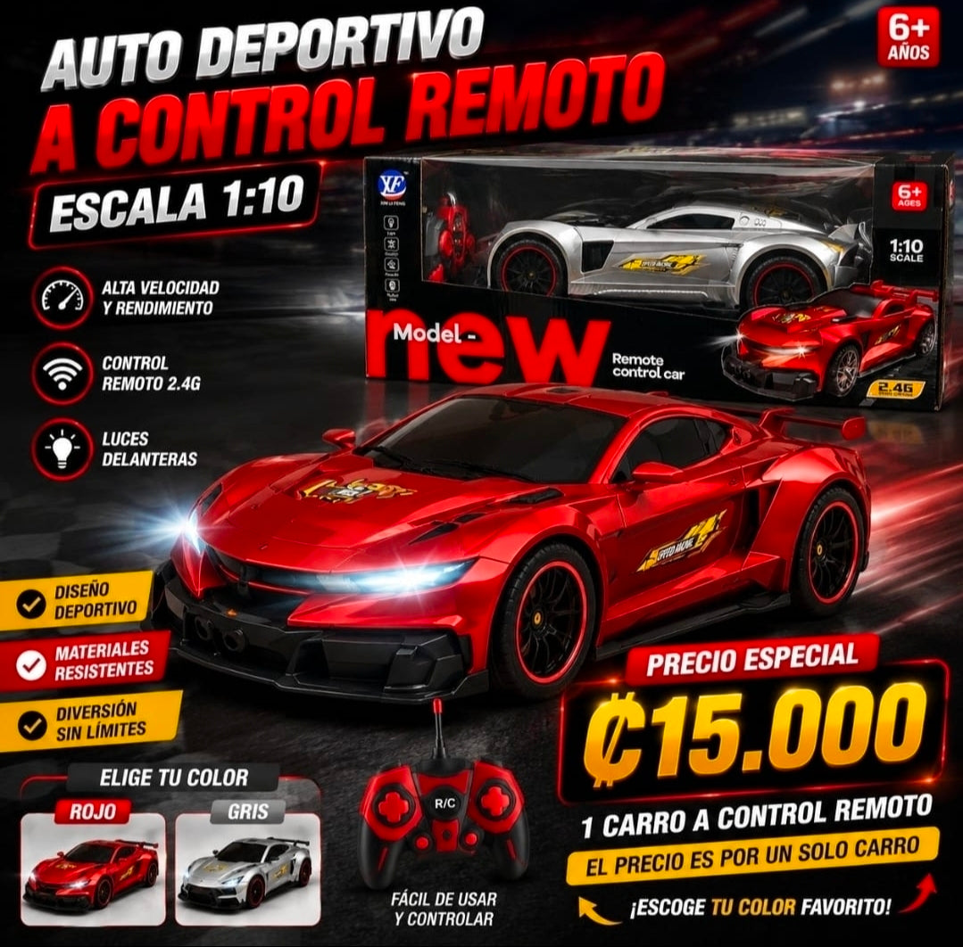 🚗🔥 AUTO DEPORTIVO A CONTROL REMOTO 2.4G – ESCALA 1:10